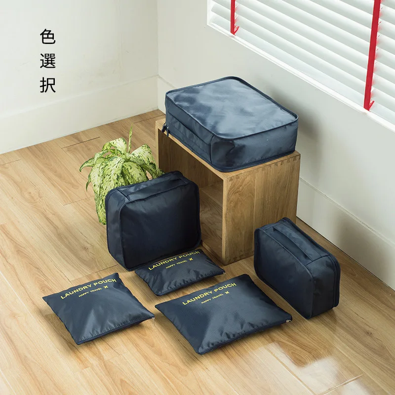 NavyBlue Высокое качество 6 шт./компл. Ткань Оксфорд Путешествия сетки в мешке Чемодан Органайзер Упаковка куб Организатор для Костюмы - Цвет: NavyBlue