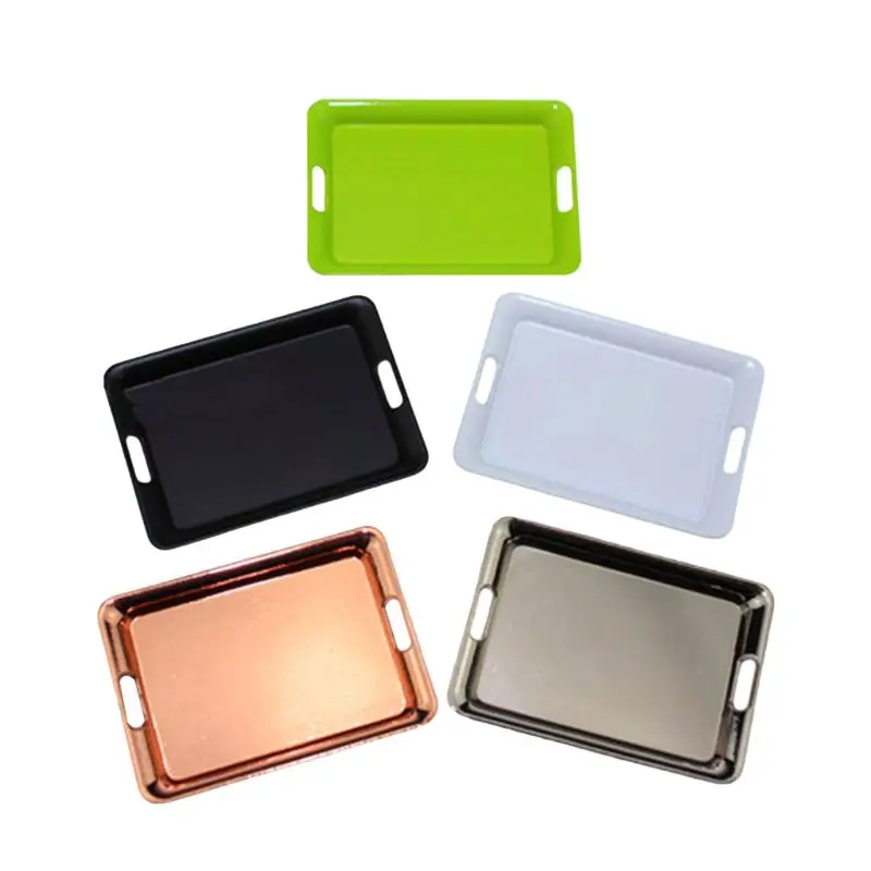 

Funny Toys 1:12 Dollhouse Miniature Accessories Mini Metal Food Bread Tray Plate Model Toy Kitchen Cookware