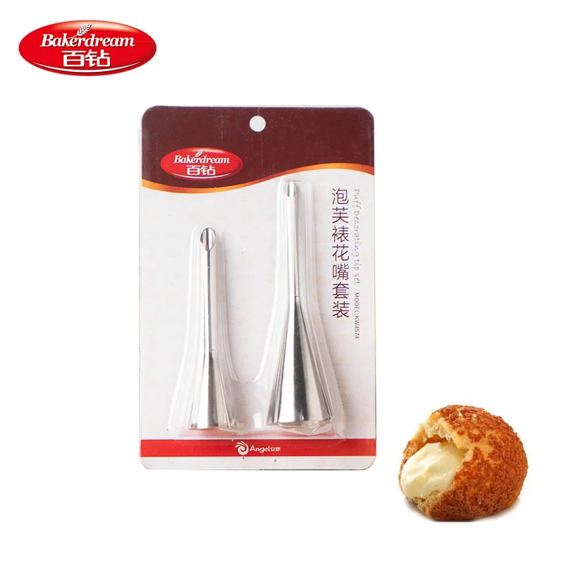 

Bakerdream 2pcs Puff Nozzle Tip Stainless Steel Cake Cupcake Puffs Injection Tool Russian Icing Piping Tips Pastry Filling Tubes