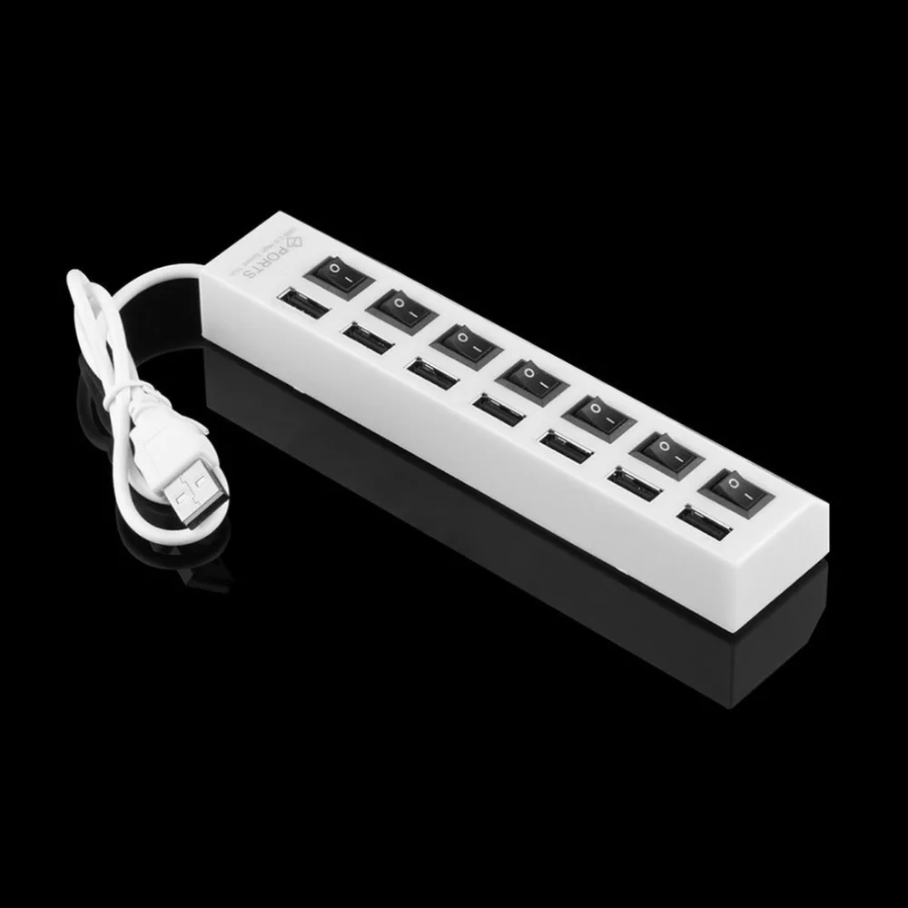 Высокое качество переключатель включения/выключения мини 7 портов USB 2,0 высокоскоростной концентратор Белый для ноутбука для ПК черный эргономичный дизайн