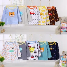 Одежда для малышей из 5 предметов г. хлопковые футболки с длинными рукавами и воротником-конвертами для мальчиков и девочек топы для новорожденных