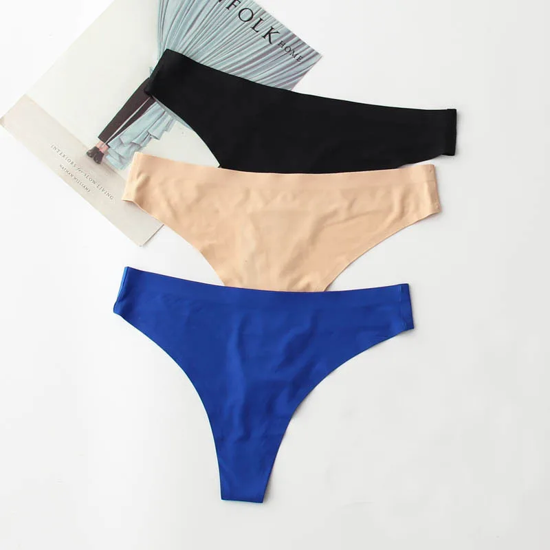 

free shipping 2019 hot sale brand women's sexy underwear high quality non-trace thong mix colors 3pcs/lot V02