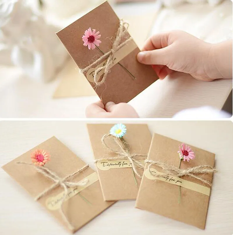 Details about   Retro DIY Kraft Paper Dry Flower Gift Greeting Card Birthday Party Wedding 