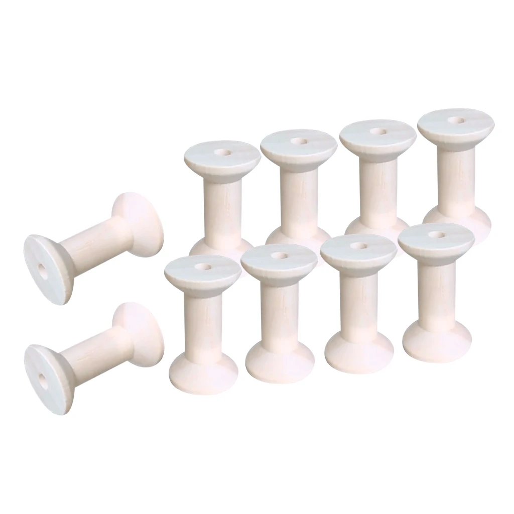 10 Pieces Wood Empty Thread Spool Reels Bobbins For Sewing Ribbons 47mmx31mm