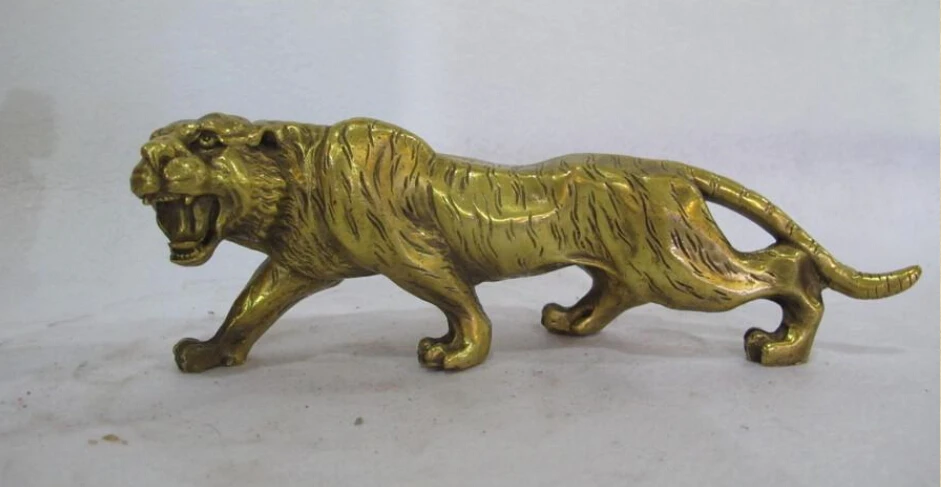 

free Chinese Brass Copper Carved animal Tiger Statue fast