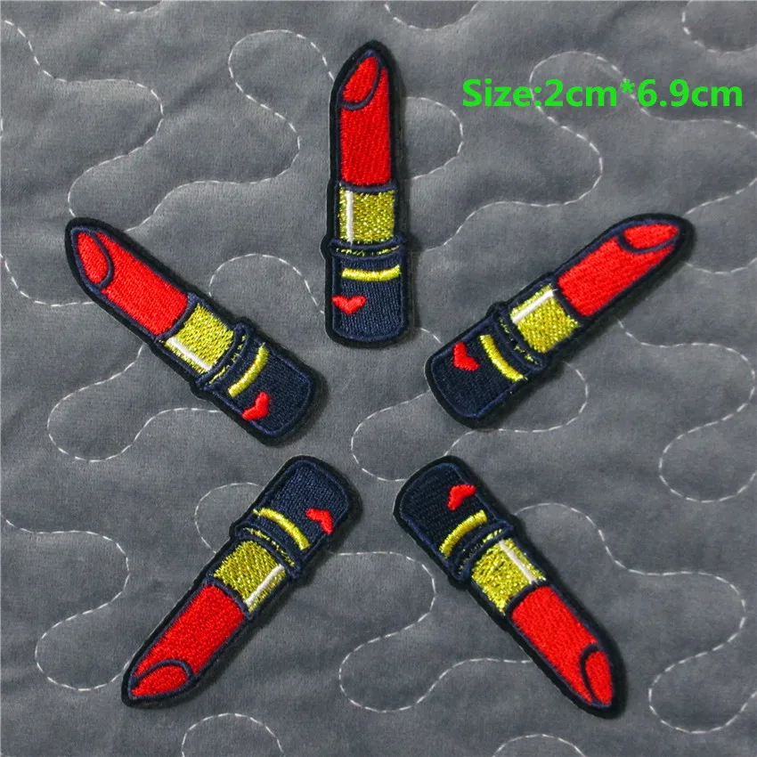 2PCS New Fashion Red Lipstick Patch Embroidered Iron On Patches For