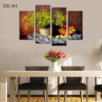 

Free Shipping Hot Sell 4 Panels Modern Home Decoration Print Painting on Canvas Static Flowers Picture