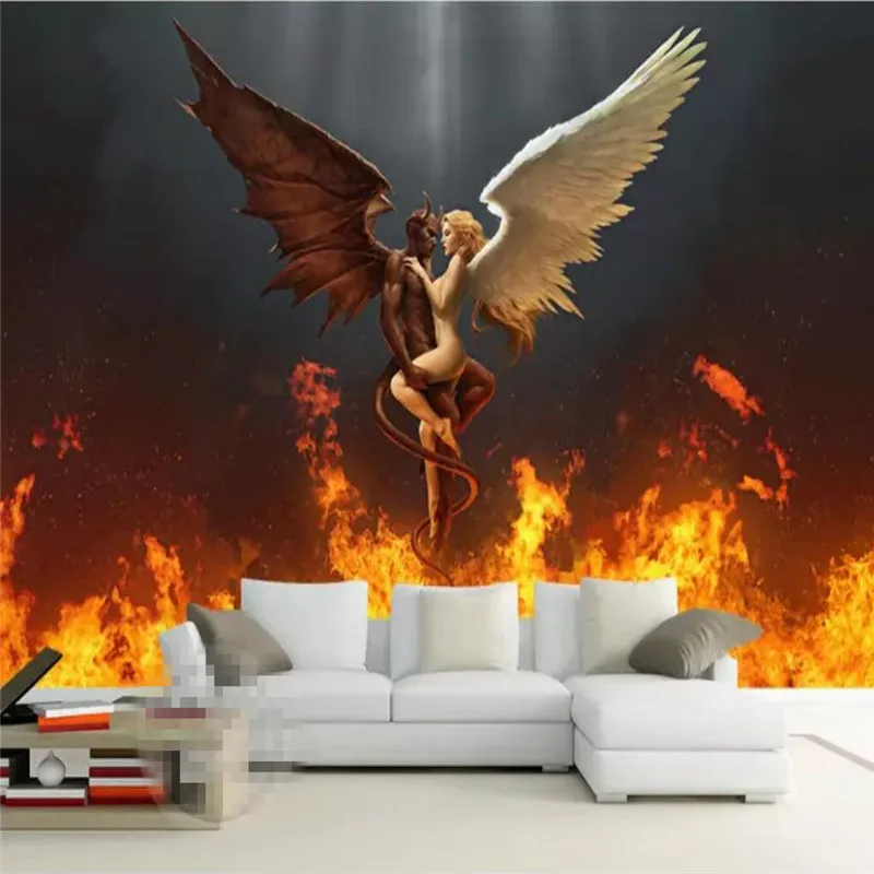 Modern Angel and Devil Love Hotel Couple Hostel Sexy Professional Make Mural Wholesale Wallpaper Custom Photo Wall Modern Angel and Devil Love Hotel Couple Hostel Sexy Professional Make Mural Wholesale Wallpaper Custom Photo Wall