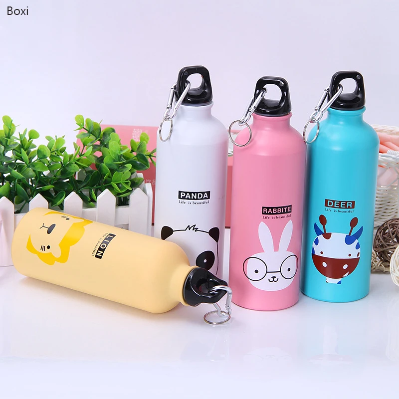 500 ML Cute Kids Drink Bottle Portable Stainless Steel Water Bottles Bpa Free For Kids Outdoor Travel With Hook Lid Sport Bottle