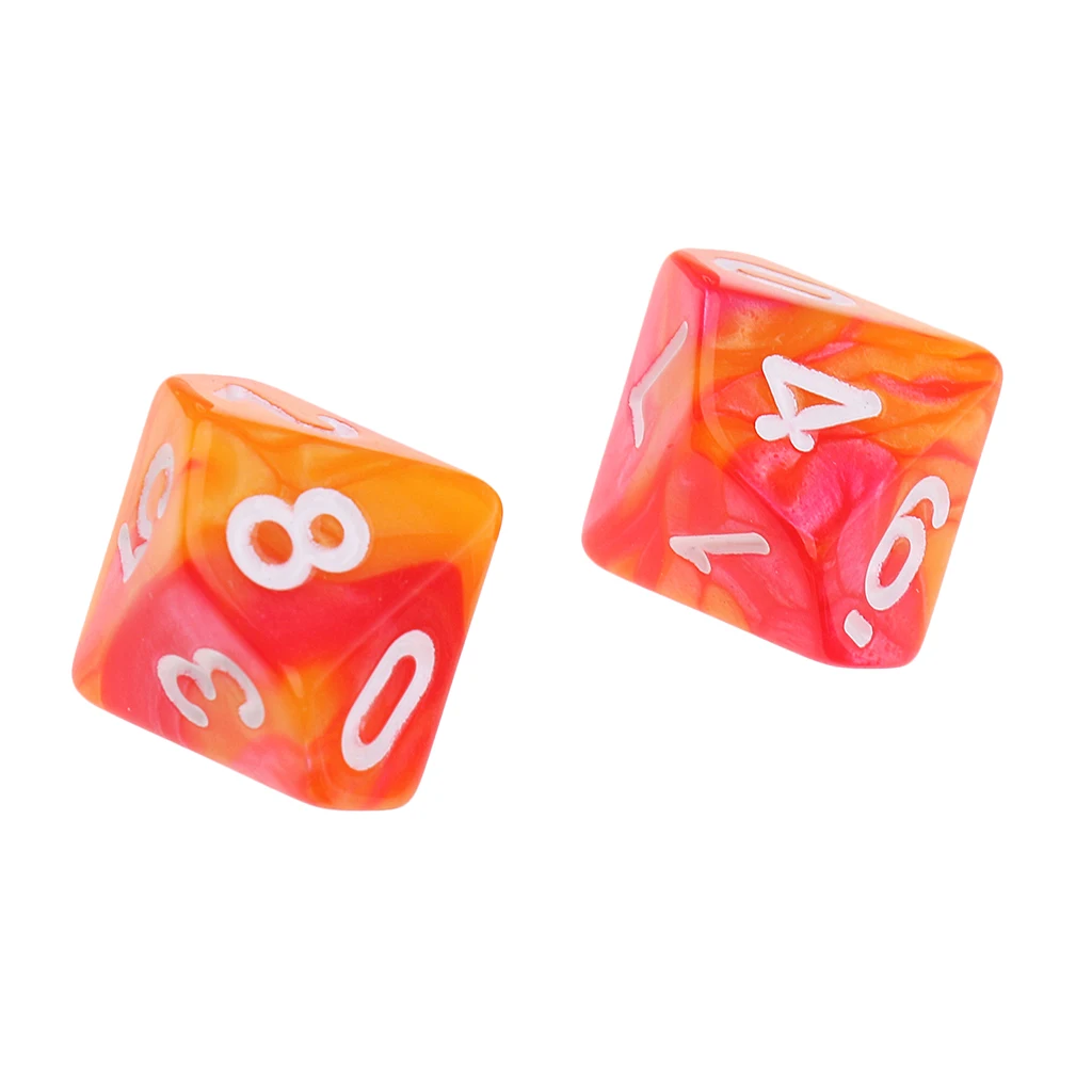 Perfeclan 10pcs 10 Sided D10 Polyhedral Dice Double Color for DND RPG MTG Board Game Accessories Double Colors Dice