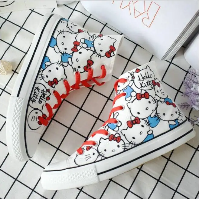 

Women's Shoes Harajuku Design 2018 Summer Casual Shoes Cartoon Animation White Sneakers Female Hand Painted Canvas Shoes Zapatos