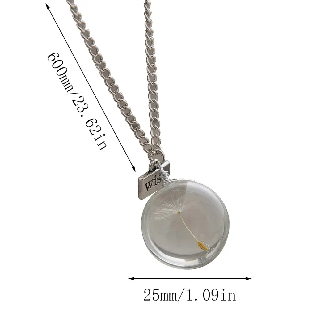 Wish Natural Одуванчик стекло круглое привлекательное ожерелье с подвеской вечерние цепочка на каждый день женские мужские ювелирные изделия для дропшиппинг