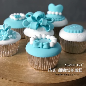 

Set of 7pcs Handmade Blue Simulation Cake, Cupcake Model/Artificial Fondant Cakes/Photography props~~~