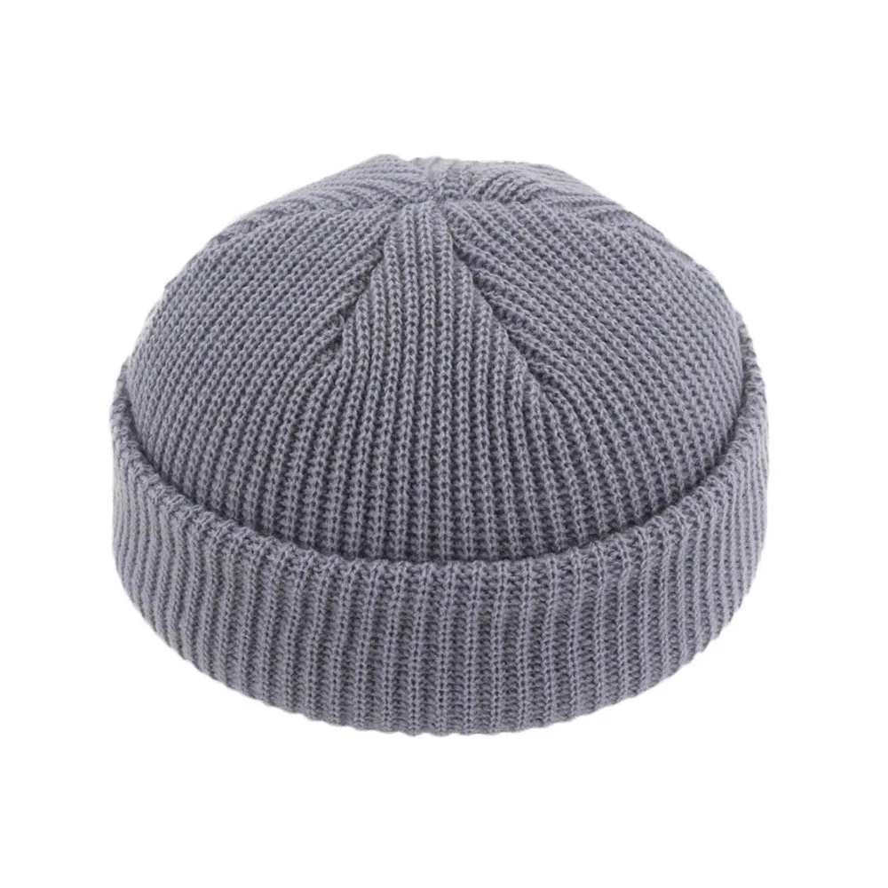 Зимние теплые шапки, повседневная короткая шапка в стиле хип-хоп, шапка для взрослых и мужчин, Женская шерстяная вязаная шапка, эластичные шапки унисекс - Цвет: Light gray