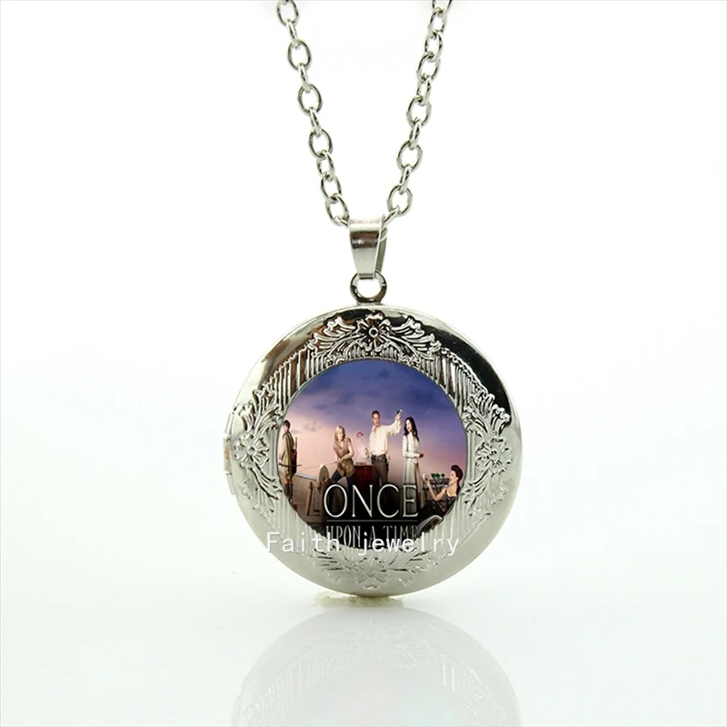 

2016 Fashion Once upon a Time picture locket necklace glass cabochon jewelry for men women and girls HH174