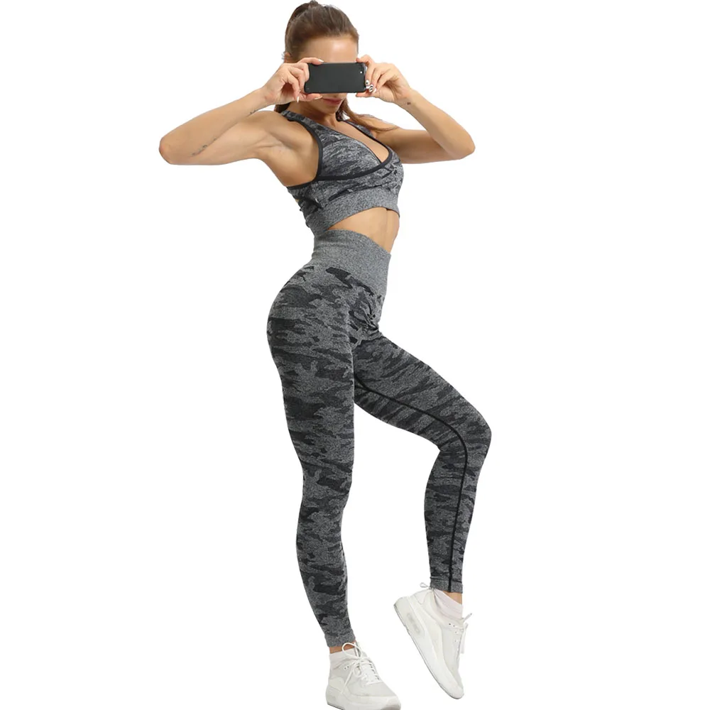 

Camouflage Yoga Set Sports Wear for Women Gym Fitness Clothing Booty Yoga Leggings + Sport Bra GYM Sport Suit Femme 2PCS