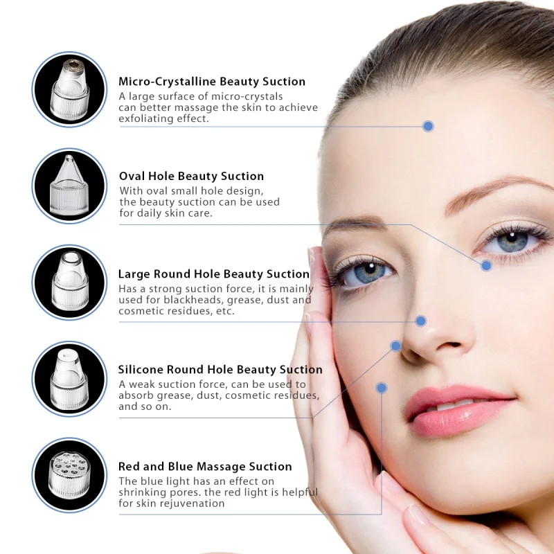 Máquina da Beleza do Vácuo de Sucção Ferramenta de Cuidados da Pele Pore Cleaner Cravo Remover Nariz Elétrica Rosto Limpeza Profunda Facial 16 Cheap Utensílios de cuidado facial