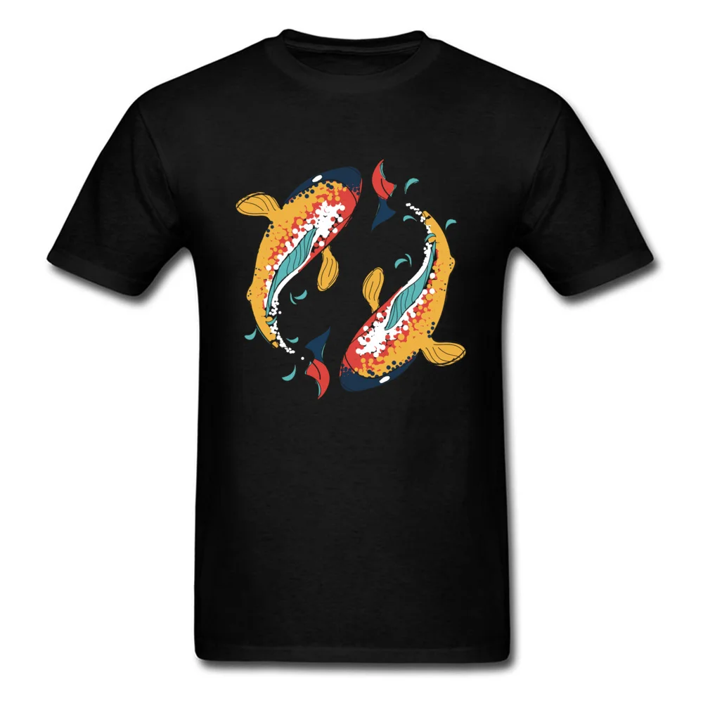 Crazy All Cotton Personalized Tops Shirts Latest Short Sleeve Mens T-Shirt Printed Labor Day Tee-Shirt Round Collar yoga dancing ying yang koi fish black