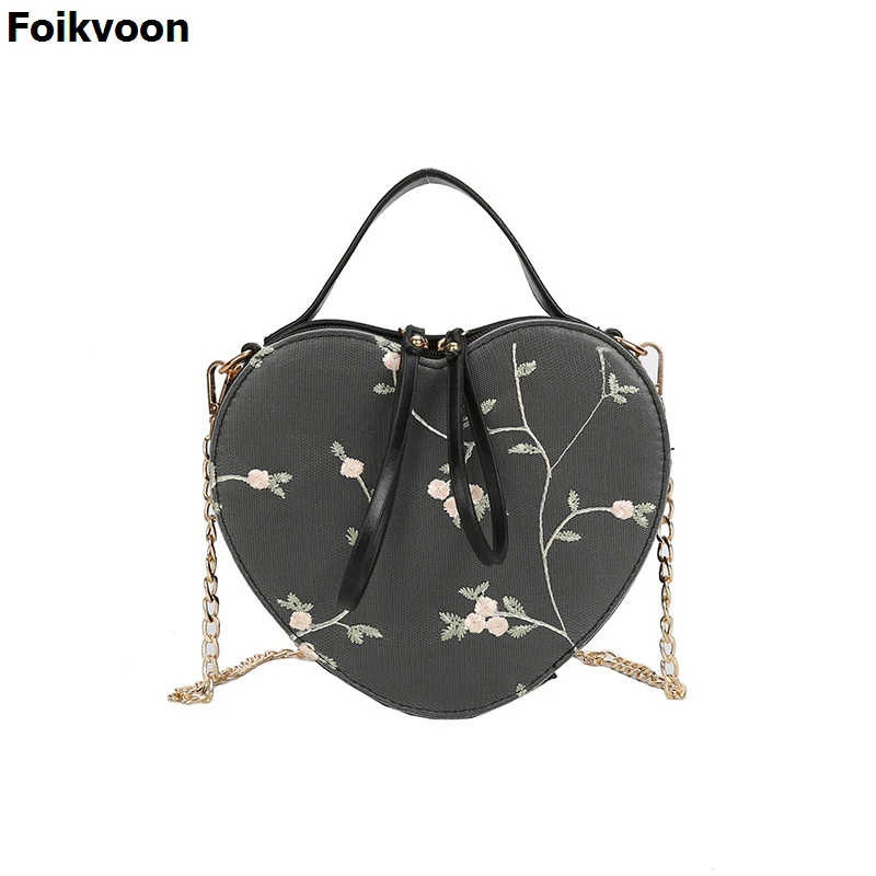 

Foikvoon Heart Shape Bags For Girls PU Leather Solid Color Woman Crossbody Bag Fashion Popular Individuality Hangbags Ladies