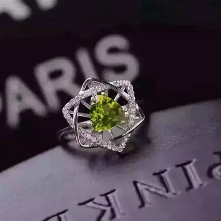 KJJEAXCMY fine jewelry 925 серебряных и природных оливин гексагональной кольцо с высокого качества супер огонь цвет для женщин