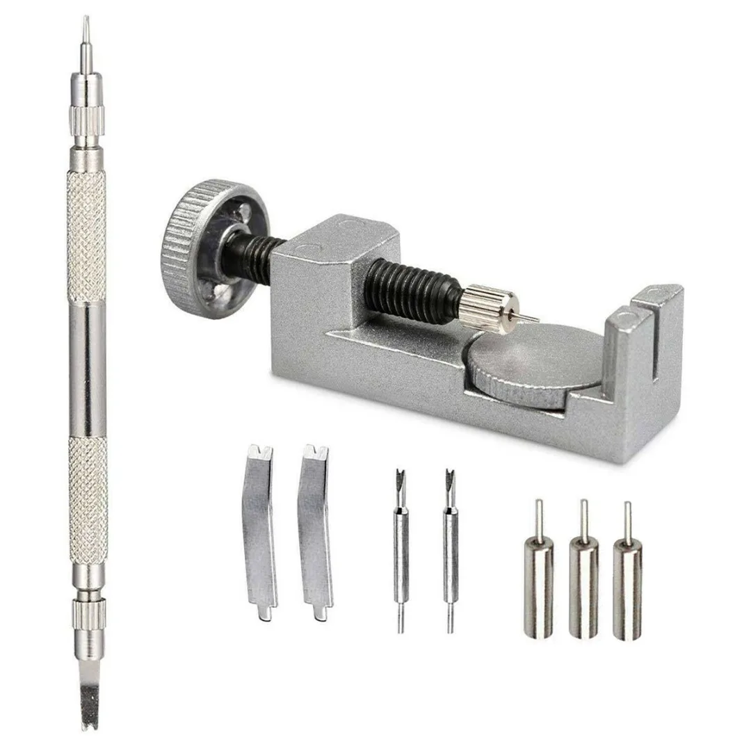 Watch Band Link Remover +Spring Bar Tool With 4 Extra Tips Metal Adjustable Watch Band Strap Bracelet Link Pin Remover Repair