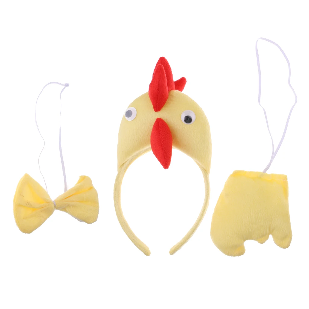 3pcs/set Unisex Kids Little Chick Headband Tail Bow Tie Costume Accessory Fancy Dress Boys Girls Cosplay Props