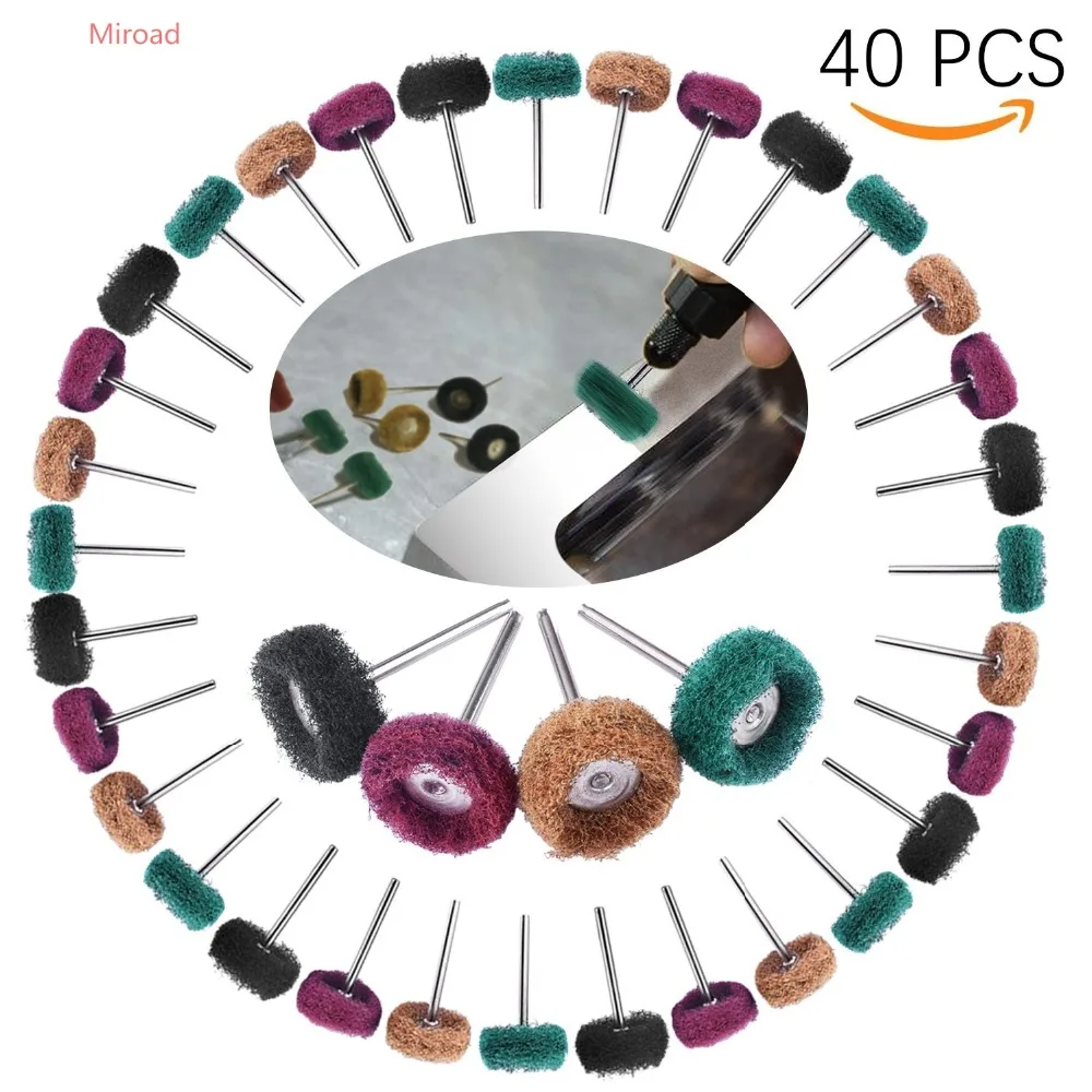 NOUVCOO 40PCS Abrasive Buffs Polishing Wheel Set,1"(25mm) Shank