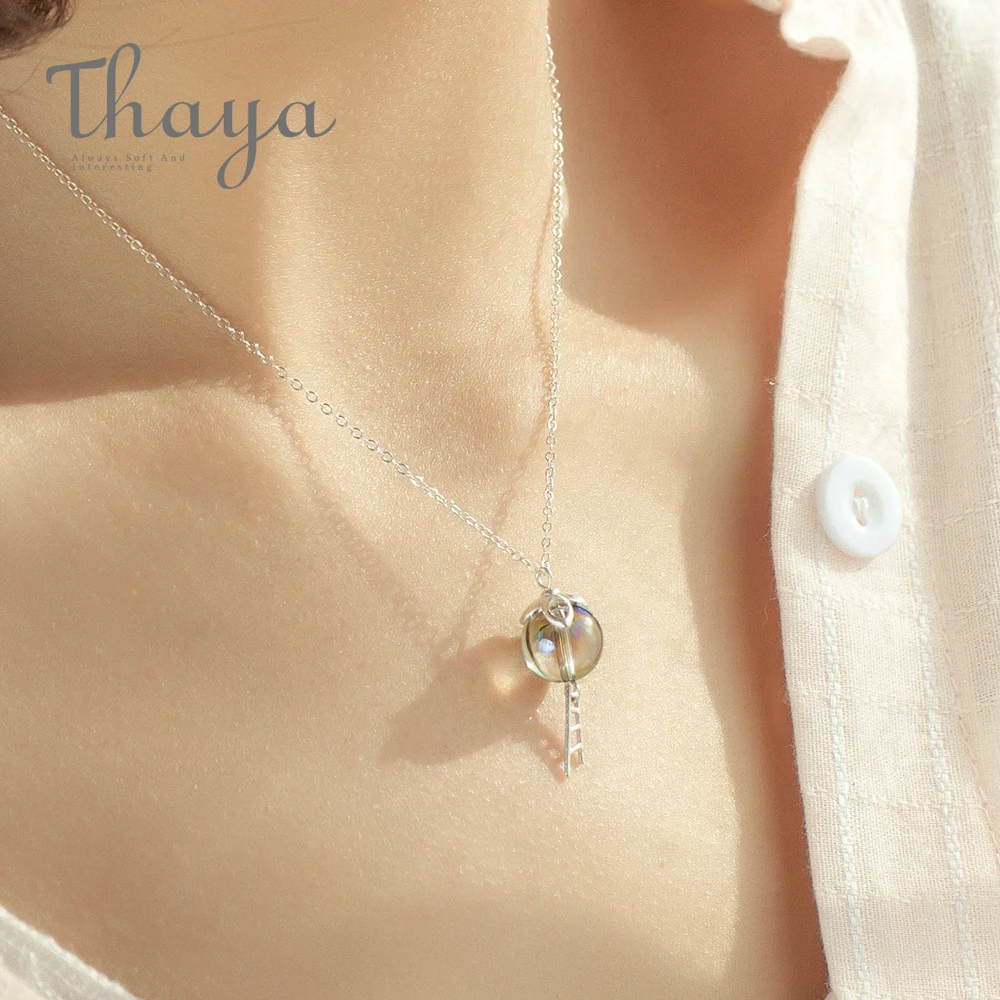 Thaya Original Elf House Design S925 Silver Window Necklace Colorful Crystal Bead Pendant For Women Classic Jewelry huismerk kopen in de aanbieding