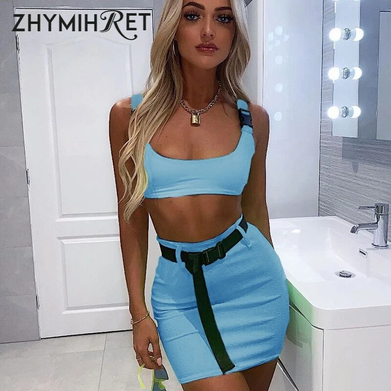 Женский комплект из двух предметов ZHYMIHRE неоново зеленое короткое платье с