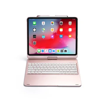 

360 Degree Rotation Plastic Cover with 7 Colors Backlit Keyboard and Pencil Slot for Apple iPad Pro 12.9 2018 Gen 3 +Stylus