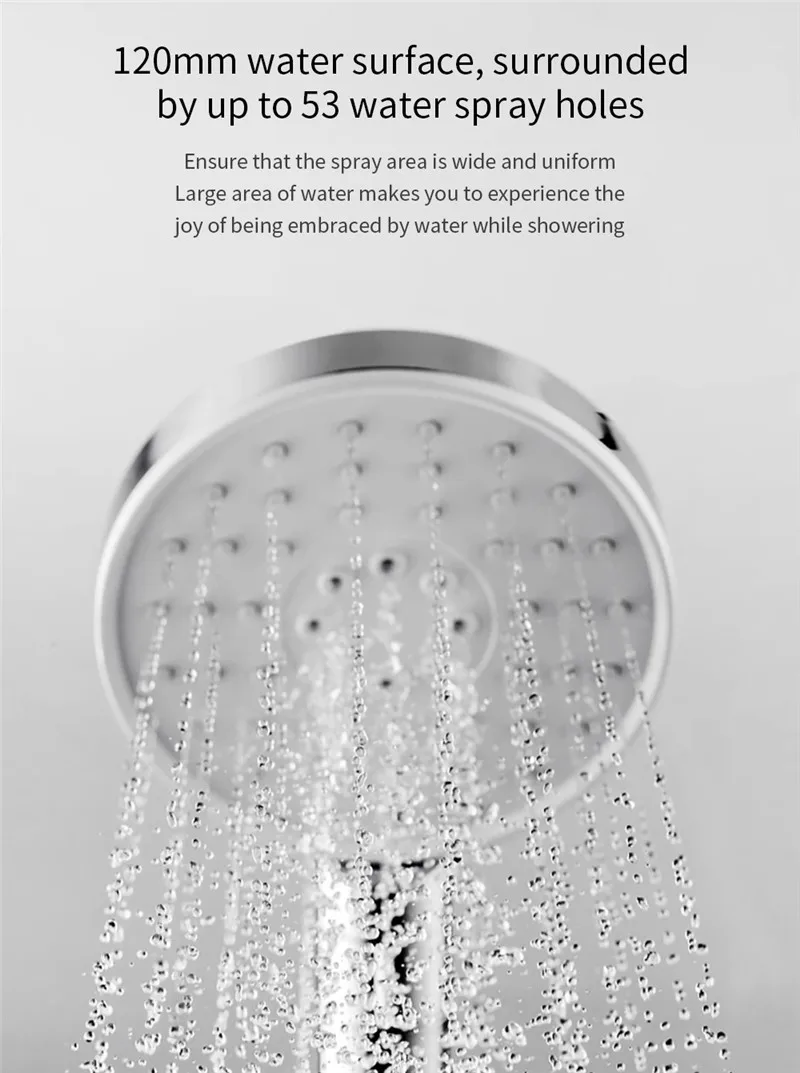 Xiaomi Mijia Diiib 3 Modes Handheld Shower Head Set 360 Degree 120mm 53 Water Hole with PVC Matel Powerful Massage Shower (16)