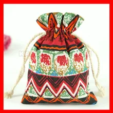 100 шт./лот небольшой шнурок льняная хлопчатобумажная ткань подарочные сумки для покупок