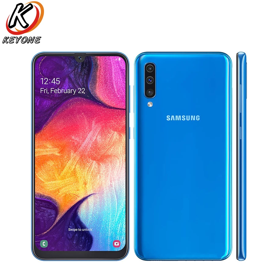 Мобильный телефон samsung Galaxy A50 A505GN-DS, 4G, 6,4 дюймов, 6 ГБ ОЗУ, 128 Гб ПЗУ, Восьмиядерный процессор Exynos 9610, Android 9,0, две sim-карты
