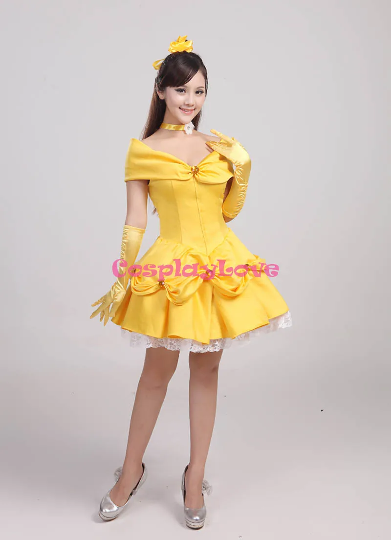 CosplayLove Custom Made Beauty And The Beast Belle Princess Yellow Short Dress Cosplay Costume For Halloween Christmas Party (9)