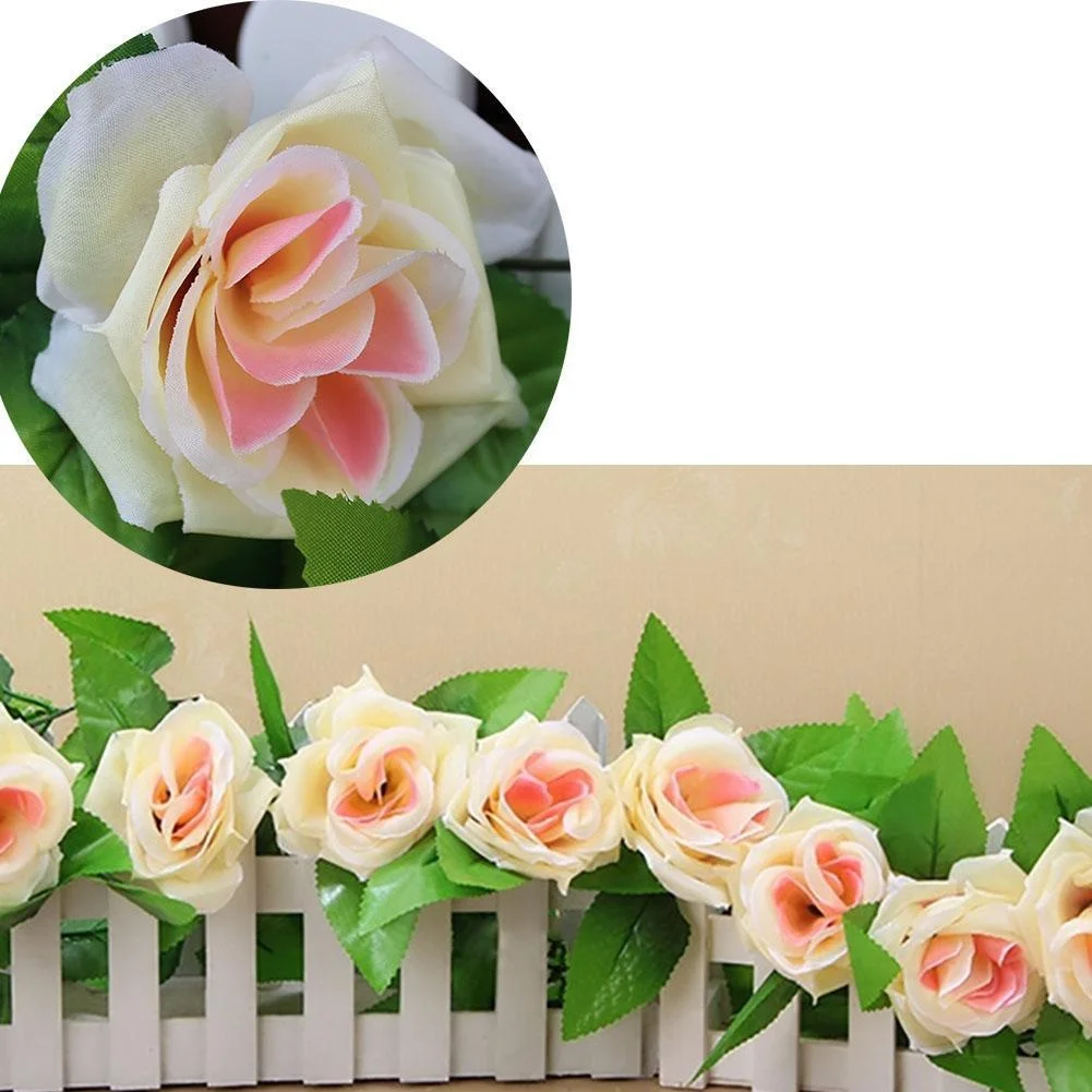 2x9Ft Artificial Silk Rose Flower Ivy Vine Leaf Garland Wedding Party