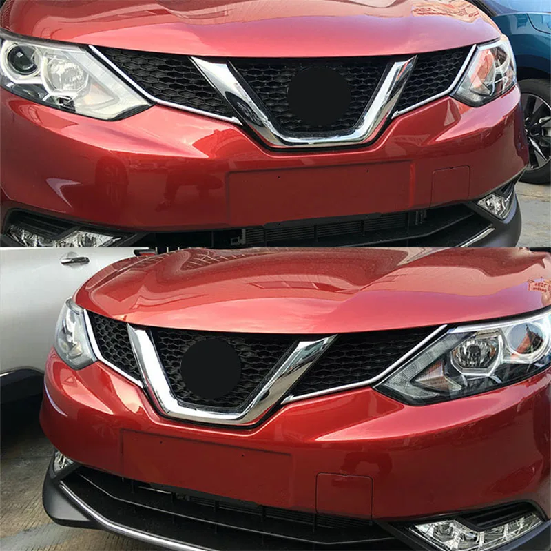 Подходит для Nissan Qashqai 2014 2015 2016 2017 Хромированная передняя сетка решетка гриль