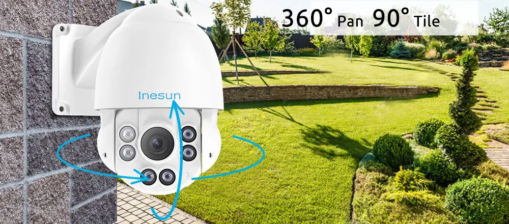 Inesun наружная PTZ IP камера безопасности 2MP 5MP Super HD Pan Tilt 10X Zoom водонепроницаемая Поддержка ИК ночного видения Обнаружение движения