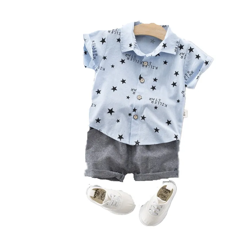 

Boys Short Sleeve Shirt Shuttle Short Pants Suit Children Short Sleeve Two-piece Kids Shirt Toddler Clothes Fashion Line Friends