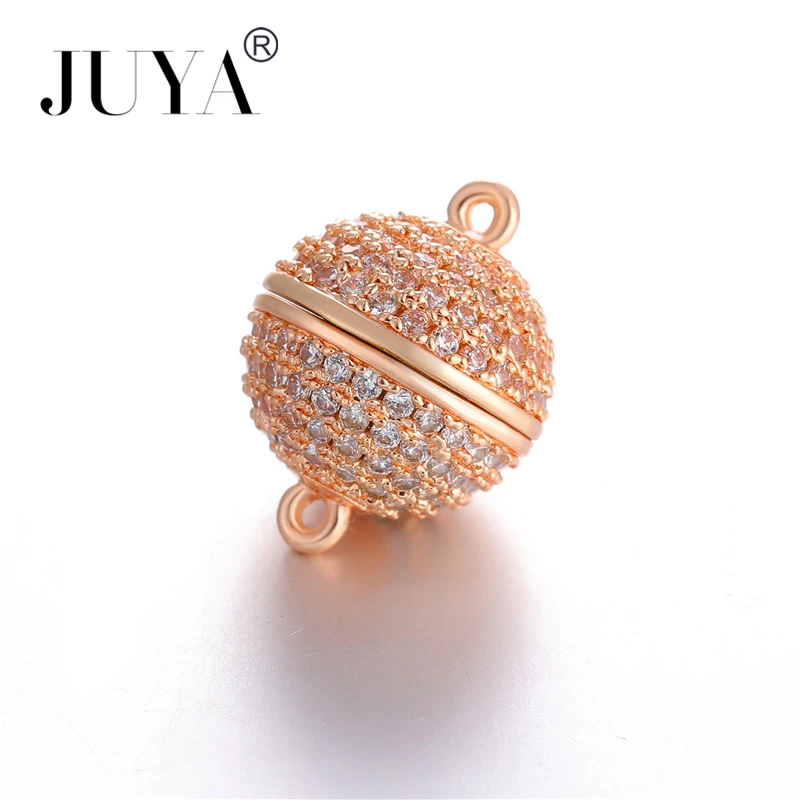 

Magnetic Clasps For Jewelry Making Luxury AAA Cubic zirconia Ball DIY Bracelets Necklaces End Cap Clasp Wholesale 10 pieces
