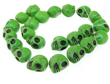 

Unique Pearls jewellery Store Carved Skull Green Turquoise 18mm Gemstone Loose Beads One Full Strand 15 inches LC3-355