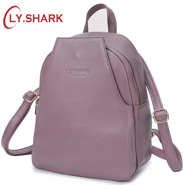 LY. SHARK рюкзак из натуральной кожи мини женский маленький с защитой от кражи для