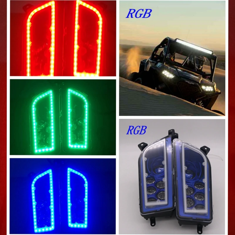 

for 2015-2017 POLARIS RZR 900 LED HALO HEADLIGHTS KIT- Angel Eyes Kit - RGB L.E.D HALO RING.