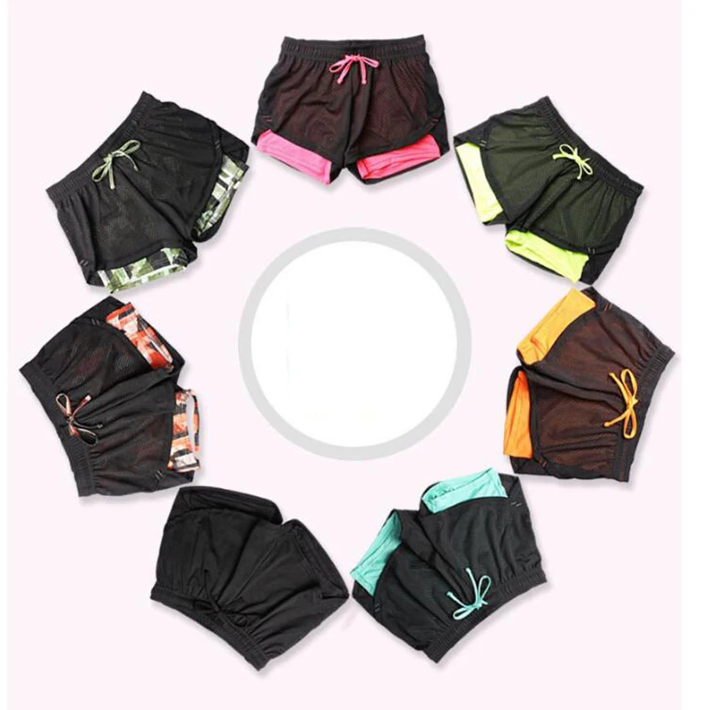 Blesskiss Sport Shorts Women Fitness Clothes Summer Mesh Workout Lulu Running Gym Yoga Shorts For Ladies Elastic Short Pants