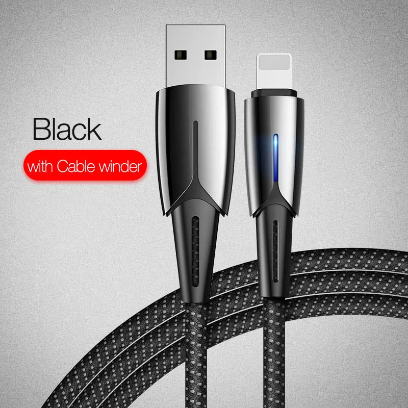 Cafele Lighting USB кабель для iPhone 6, 7, 8 Plus, X XS MAX, XR, Автоматическое отключение питания, 120 A, максимальный кабель для передачи данных для iPhone 180 см, см - Цвет: Черный