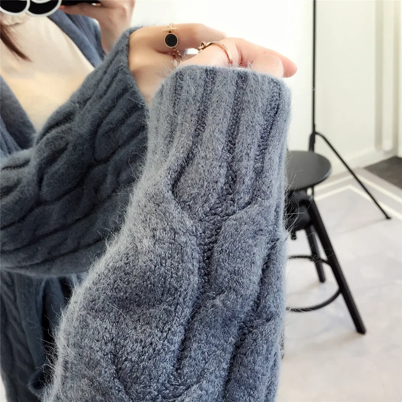 2018 New Pattern Hemp Flowers Pocket 5 Color Sweater Cardigan Women Korean Knitting Unlined Upper Garment Loose All-match Tide Sweaters