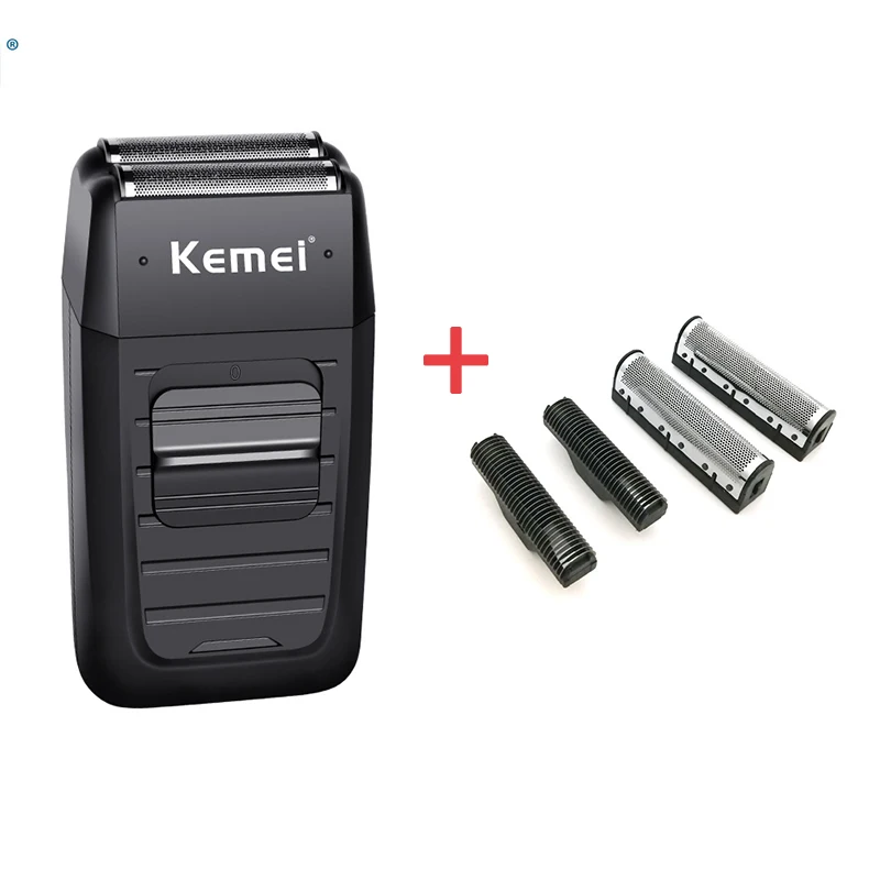 machine and blade Kemei KM-1102 Аккумуляторная Беспроводная Бритва для мужчин с двумя лезвиями, возвратно-поступательная Бритва для бороды, многофункциональный триммер для ухода за лицом - Цвет: machine and blade