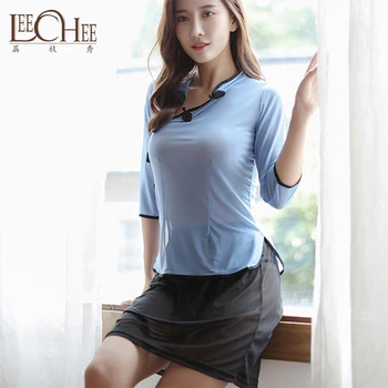 

New 2020 Leechee Sexy Republican Style Student Dress Summer Underwear Female Uniform Screen Perspective Attractive Suits