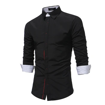 

Brand 2018 Fashion Male Shirt Long-Sleeves Tops Hit Color Buttons Mens Casual Dress Shirts Slim Men Shirt XXXL