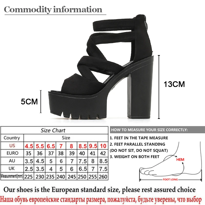 Gdgydh/женские босоножки в римском стиле на квадратном каблуке; сезон весна-лето; женские босоножки из флока; женская обувь черного цвета на платформе; Летняя обувь;