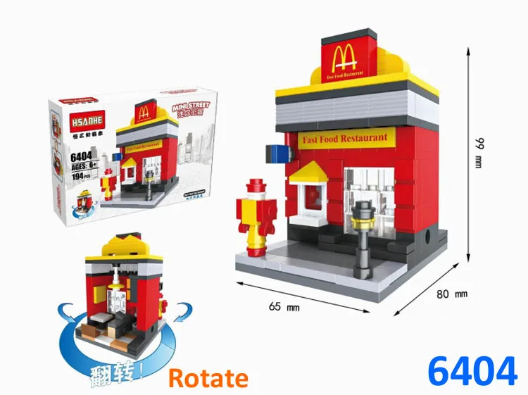 HSANHE Mini Street McDonald/'s Restaurant Store Nano Blocks Diamond Building Toy